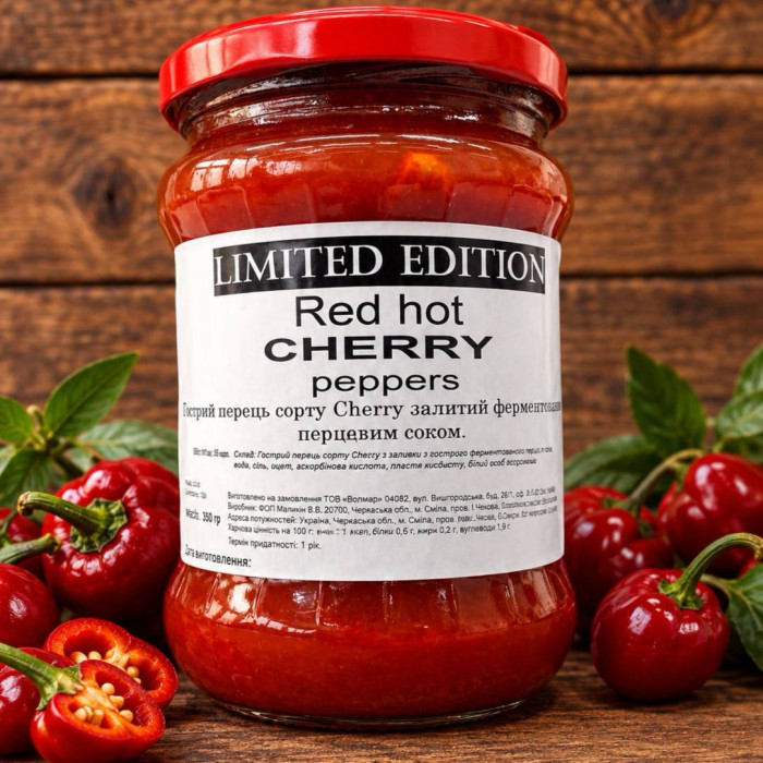 Острый перец сорта Cherry залитый перечным соком